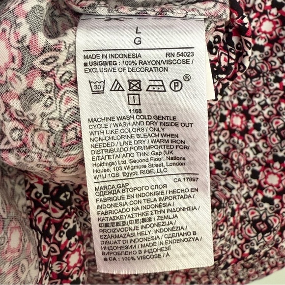 NWT GAP Geometric Pattern Tie Waist Long Sleeve Romper Black Pink White‎ Large - Picture 9 of 9